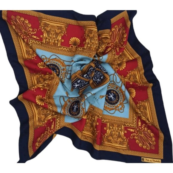 BLU DI BALESTRA Blue Royal Silk Scarf ITALY 34.5"/ 34.5” EC - Picture 10 of 10
